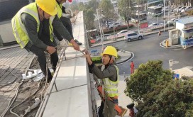 军运会亮化工程施工现场