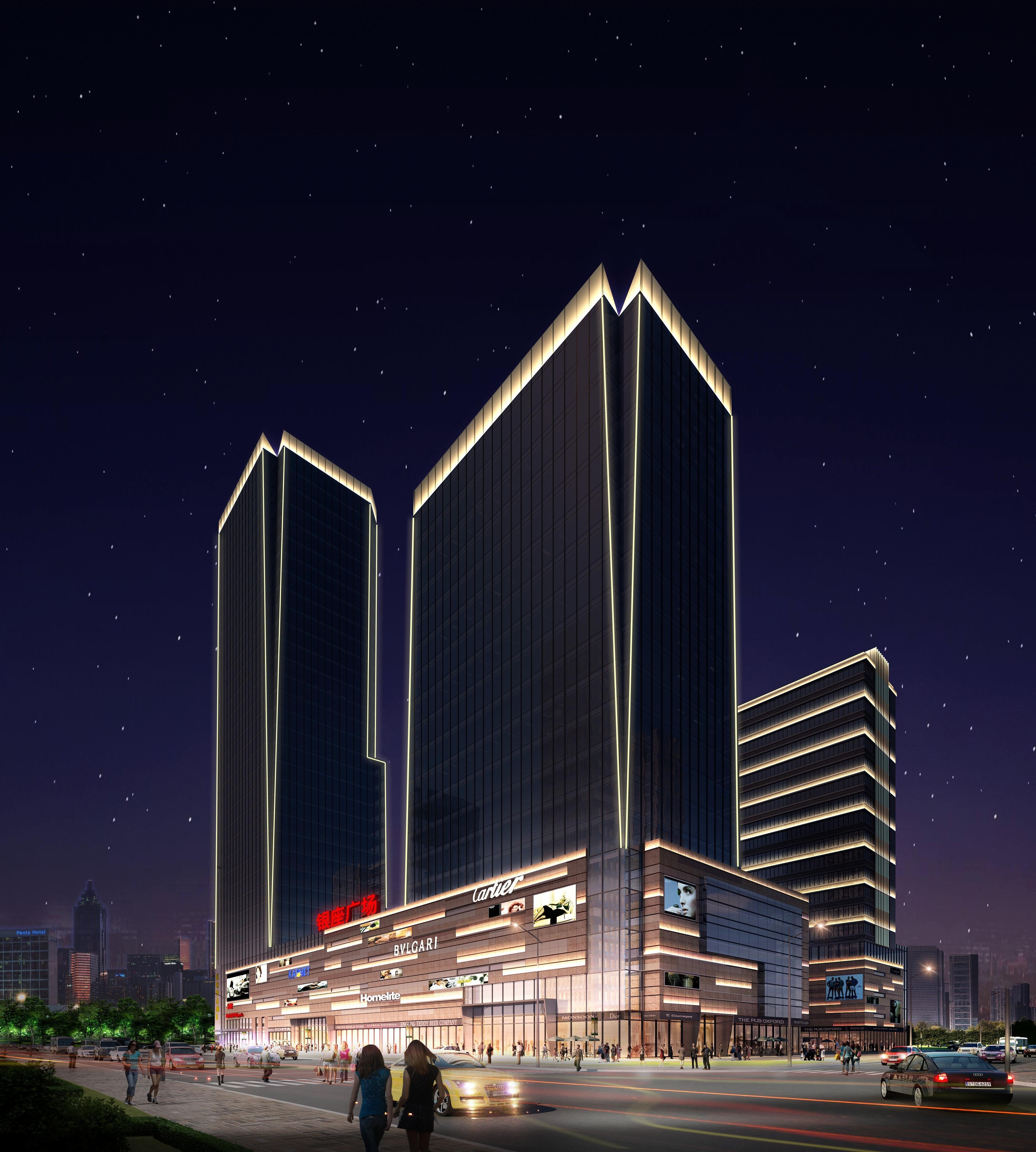 驻马店银座广场夜景灯光亮化效果图第3张