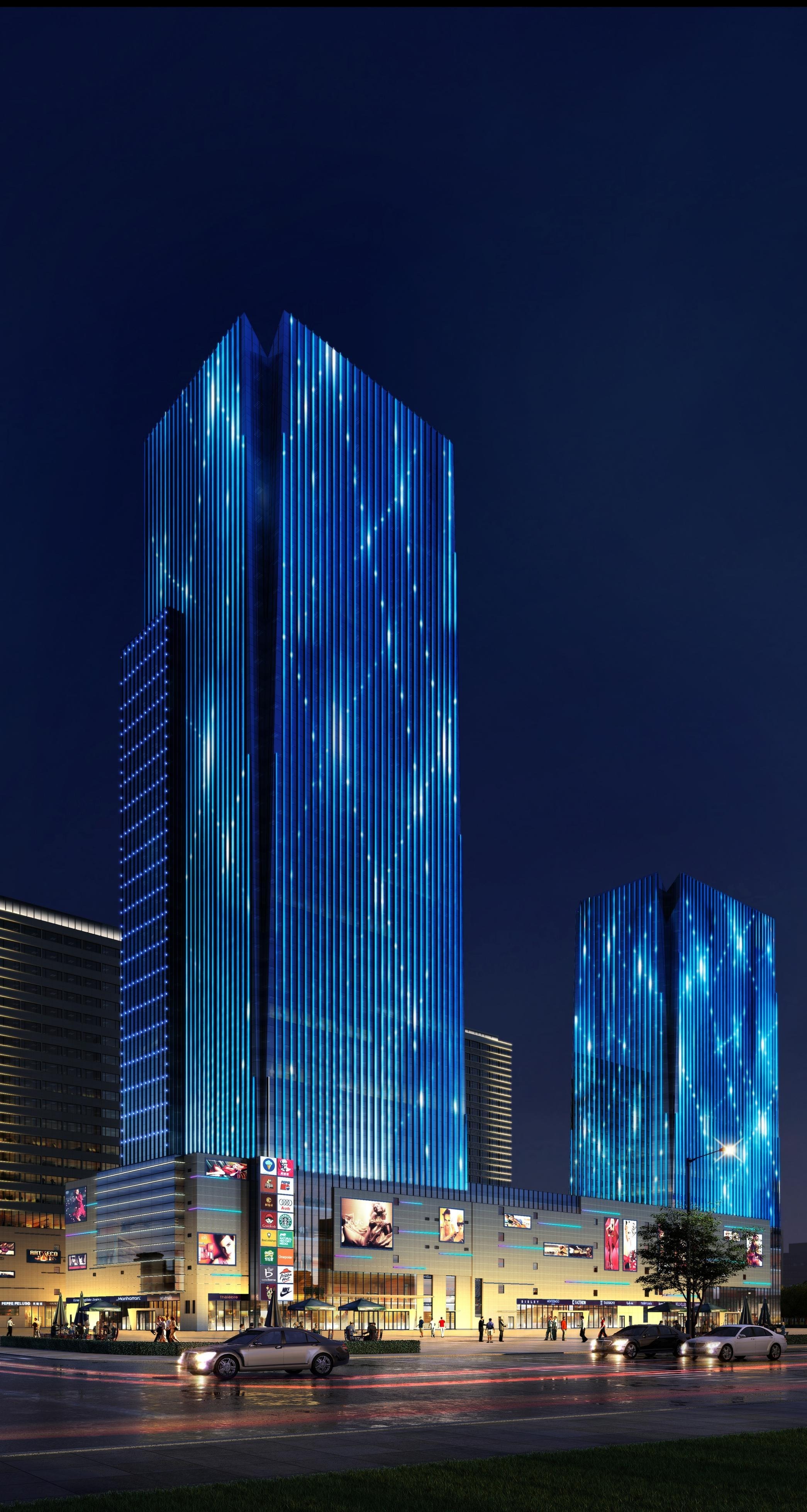 驻马店银座广场夜景灯光亮化效果图第5张